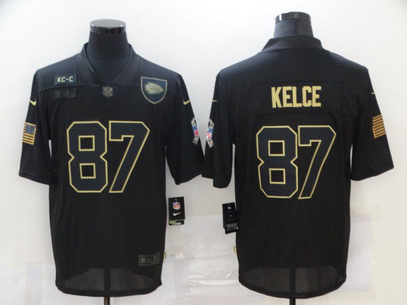 Men Kansas City Chiefs #87 Kelce Black gold lettering 2020 Nike NFL Jersey->san francisco 49ers->NFL Jersey